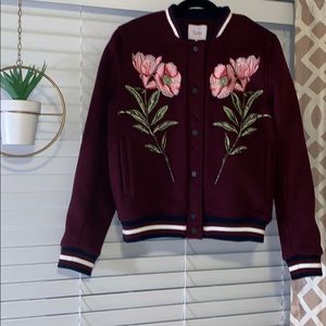 Parker wool jacket with stitched flowers size M
